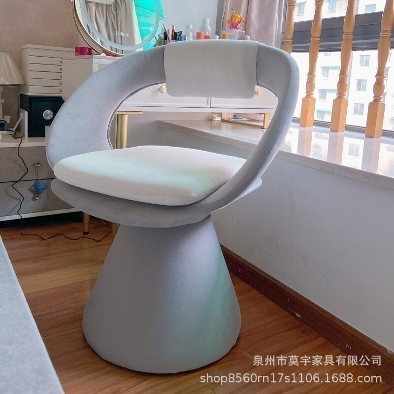 轻奢旋转家用梳妆凳休闲椅创意餐桌椅卧室网红化妆靠背椅子美容椅