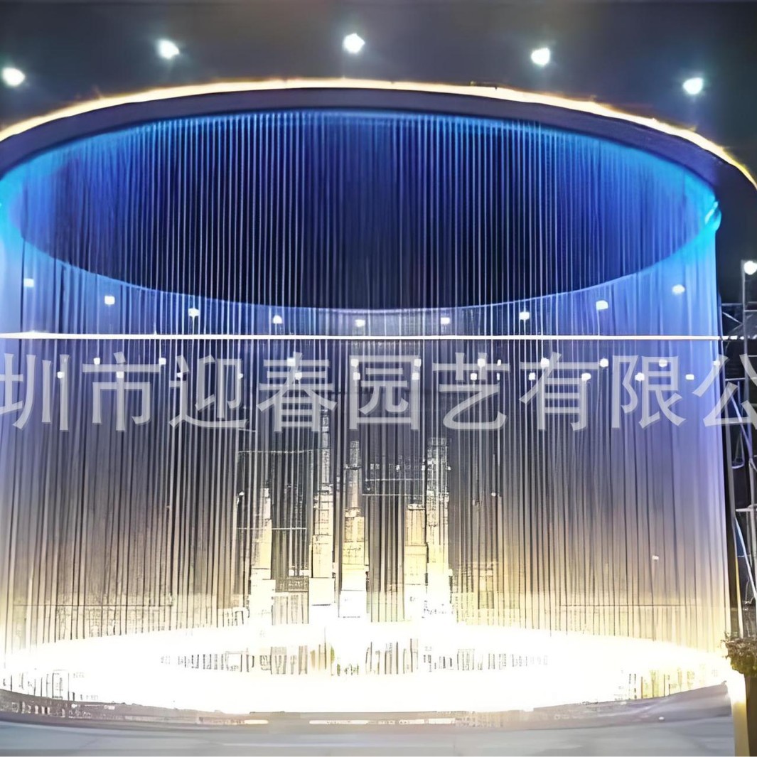 大型室内商场装饰圆形矩形图文并茂可手写数字水帘水幕墙带灯光