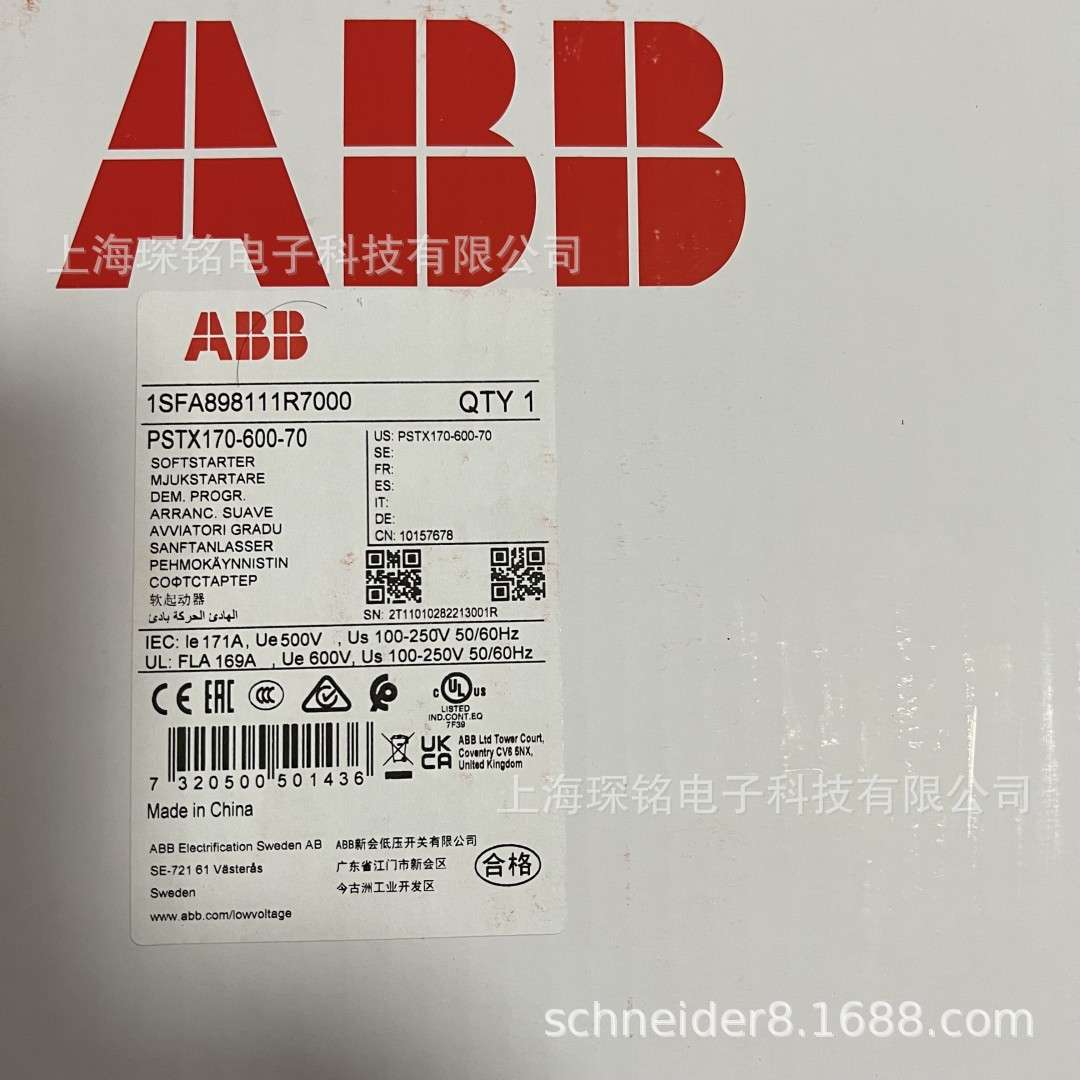 ABB软启动 PSTX30/37/45/60/72/85-600-70全智型自带旁路接触器