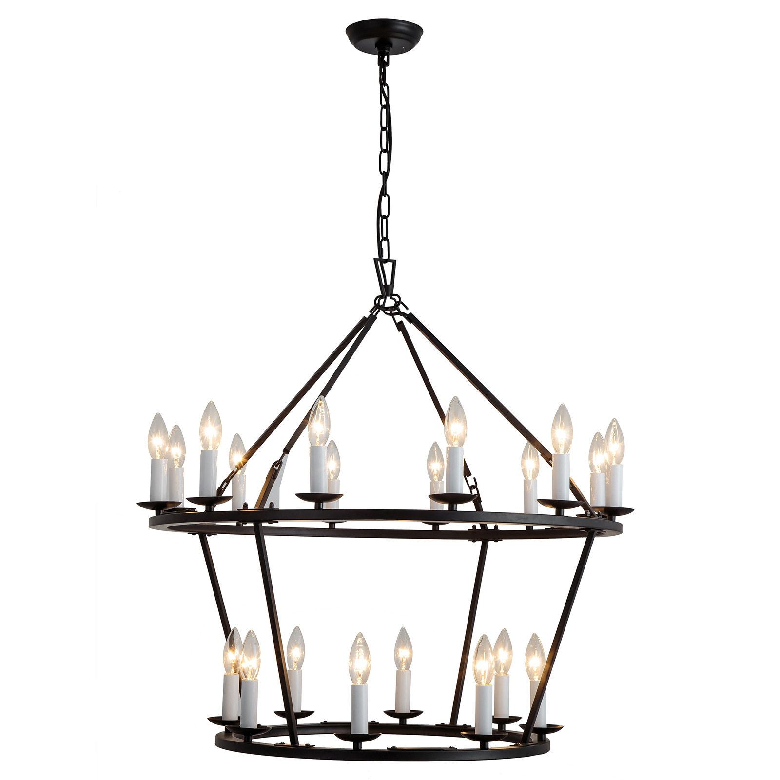 美式乡村工业复古铁艺圆形吊灯餐厅客厅厨房岛灯楼梯灯别墅工程灯