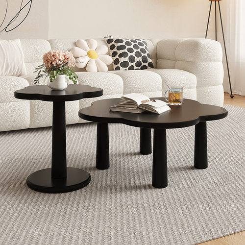 网红奶油风沙发茶几客厅家用小户型轻奢简约现代云朵实木边几创意