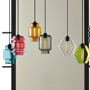 创意彩色玻璃卡座 网咖网吧吊灯复古个性酒吧餐厅服装店火锅店灯