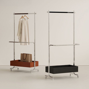 中古落地衣架现代不锈钢挂衣架衣帽架卧室移动服装收纳置物衣帽架