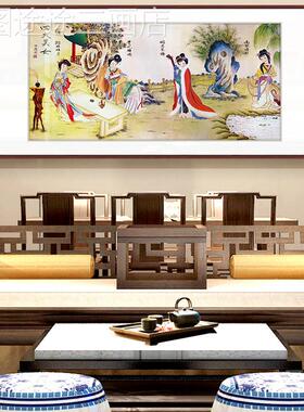 网红新中式挂装饰画书古店代四美女仕女图古典壁画客厅房酒大卧室