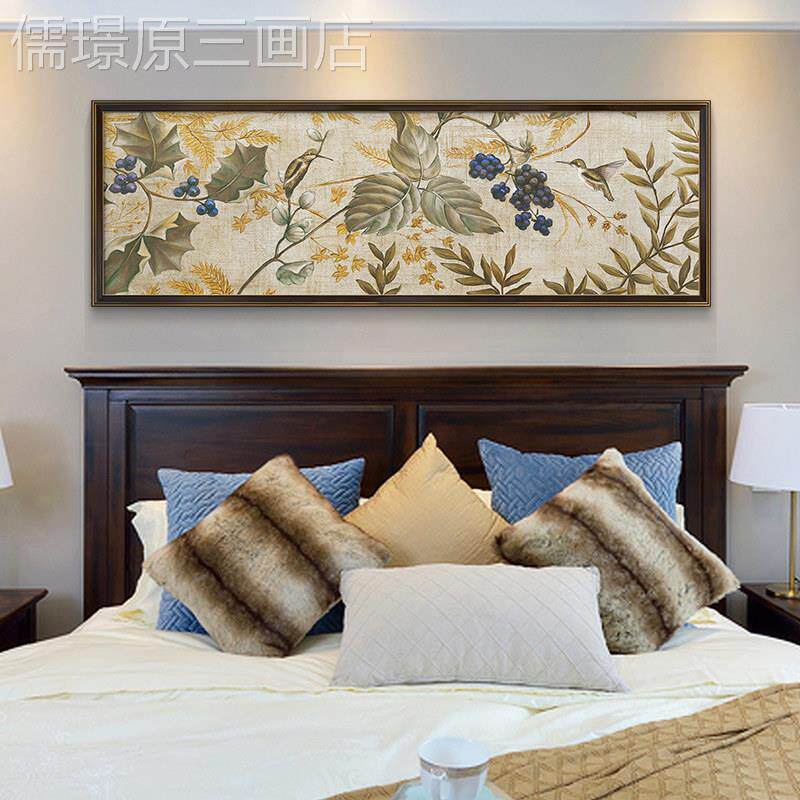 美式村现代客厅画沙发背景墙装饰简美复古轻奢乡花卧室床头鸟挂画