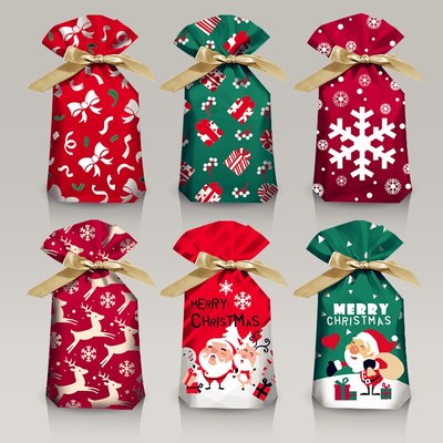 50 pcs Christmkas Santa Gift Bag Candy Bag Holiday Decoratio
