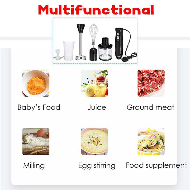 跨境110V食物搅拌器辅食料w理棒打蛋器四合一手持榨汁机绞肉搅拌