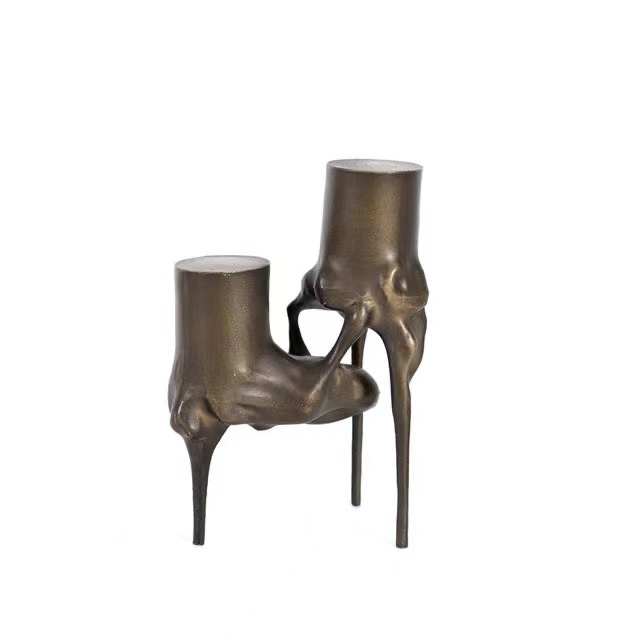 现代欧式轻奢金属三叉p树根几何造型烛台摆件摆件样板间软装饰品