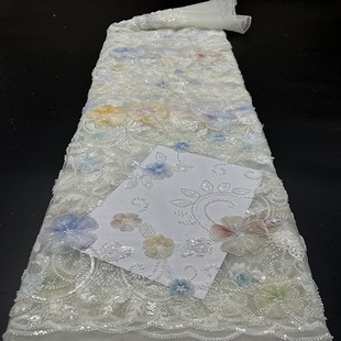 dres fabricwedding 盘花多色a重工珠子钉珠管珠绣服装 布面料lace