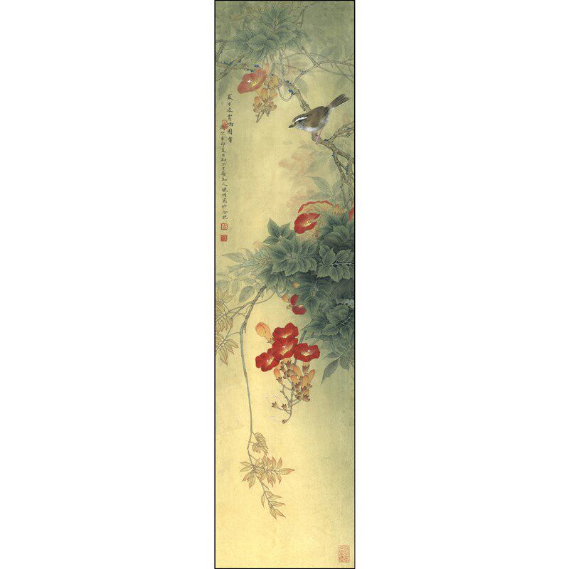 苏绣DIY套e件初学 花鸟条屏 夏日凌霄满园香35*140 工笔名画