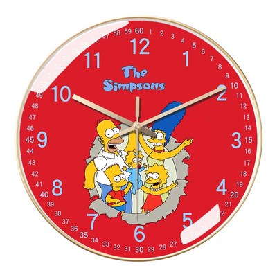 卡通挂钟圆形儿童早教静音石英钟客厅太阳机芯自动对时.电波钟网