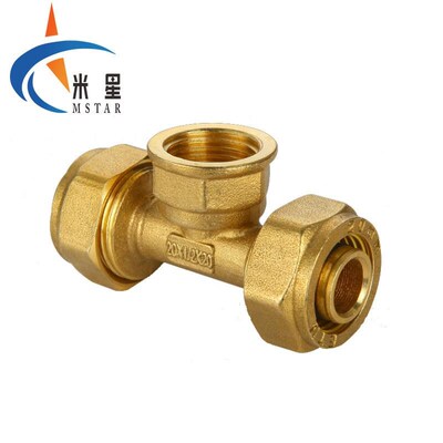米星(MSTAR)太阳能铝塑管铜接头铜配件内G牙三通T1620*3/4F(5个)