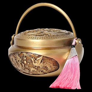 龙凤呈祥纯黄铜暖手炉取r暖家用室内婚庆用品铜火铳结婚陪嫁旺夫