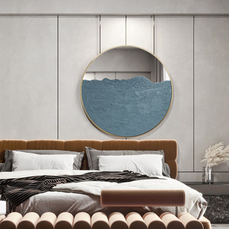 现代手绘装置画抽象圆形u装饰画酒店客厅样板房简约玄关挂画