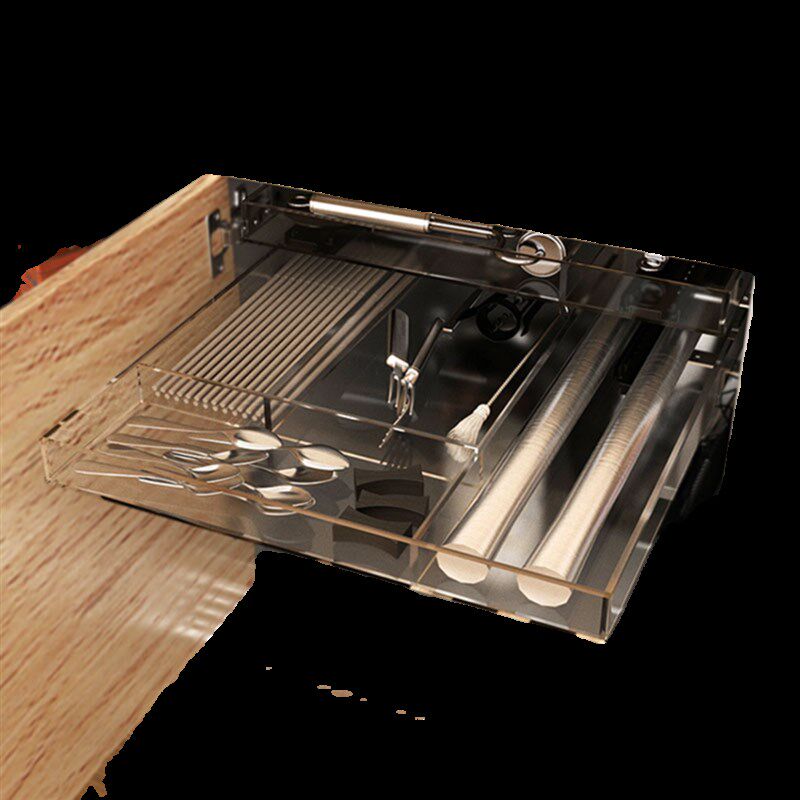 亚克力矮c款抽中抽托o盘定做橱柜餐具筷子分格收纳托盘免打孔袋轨