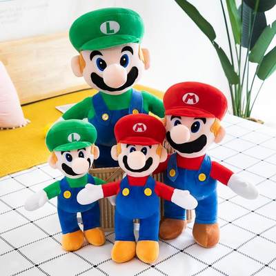 2PCS Super Mario Bros Plush Doll Mario Luigi Toy Soft Stuff