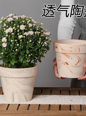 陶土花盆绿色陶盆白陶红陶透气陶土盆粗陶大号家用朱顶红盆栽陶瓷