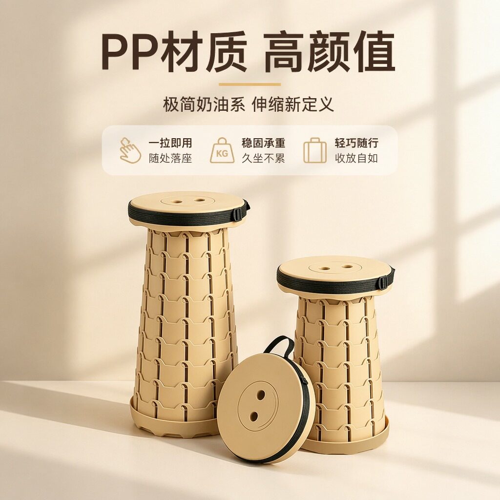 早行客网红露营伸缩凳PP材质