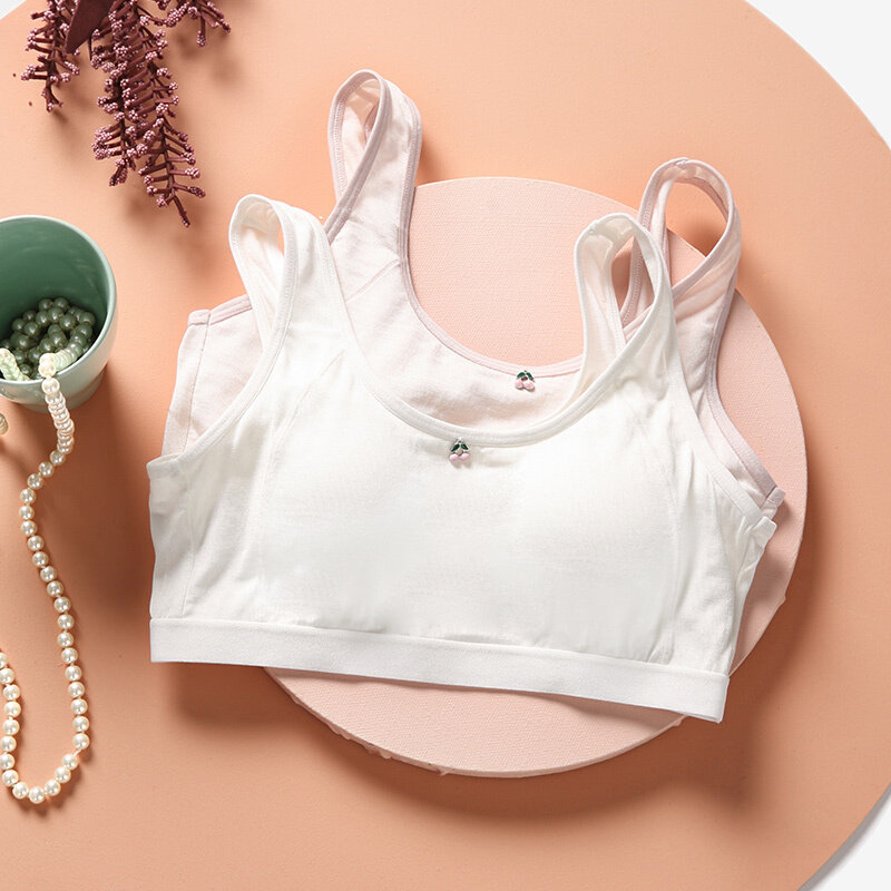 真丝亲肤少女文胸 纯色发育期打底舒适透气抹胸吊带背心女金三塔