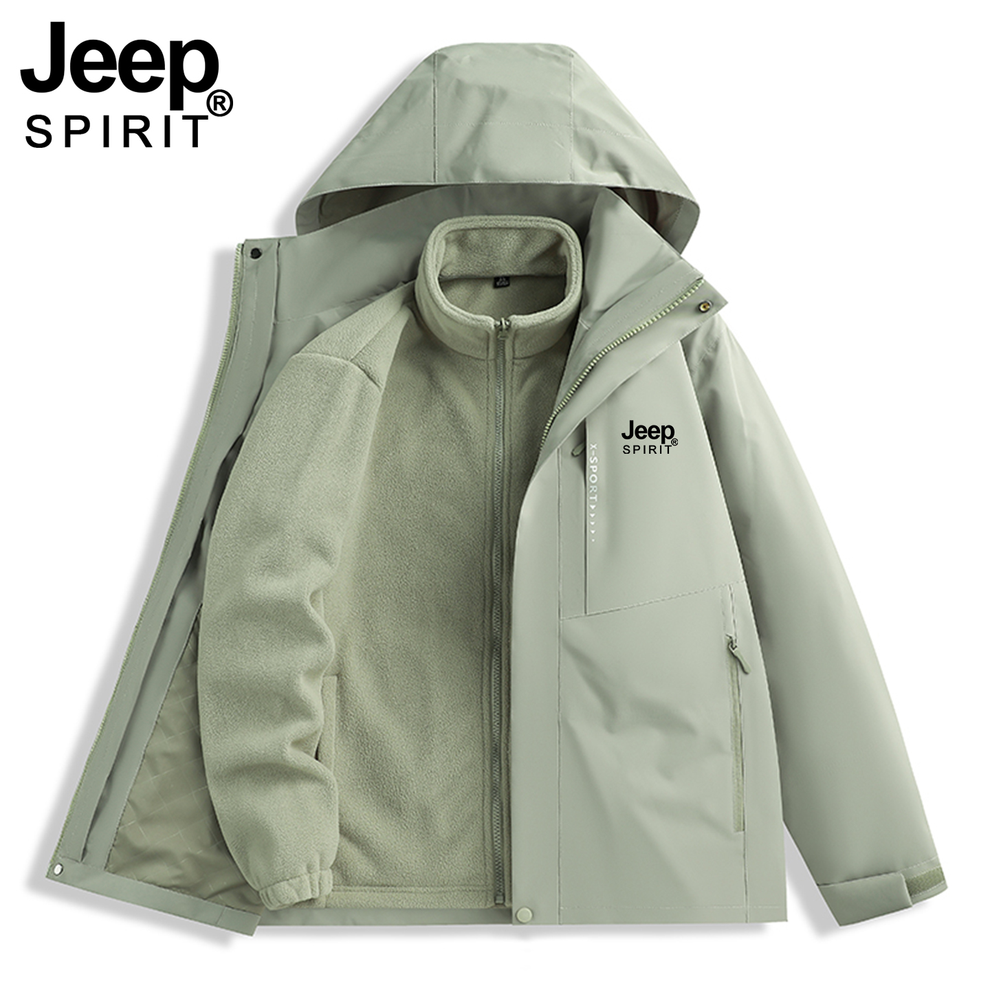 吉普JEEP冲锋衣三合一户外加绒