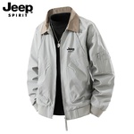 吉普JEEP男士夹克2025年春秋季宽松大码可脱卸帽冲锋上衣运动登山