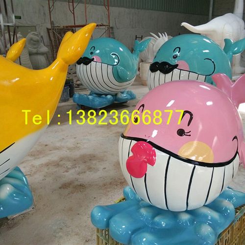 海洋文化房地产园林景观工b程玻璃纤维海豚鲸鱼雕塑卡通形象小品