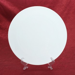 12英寸进餐盘i 纯平盘子 平板盘纯白色骨瓷西餐盘糕点盘陶瓷透明
