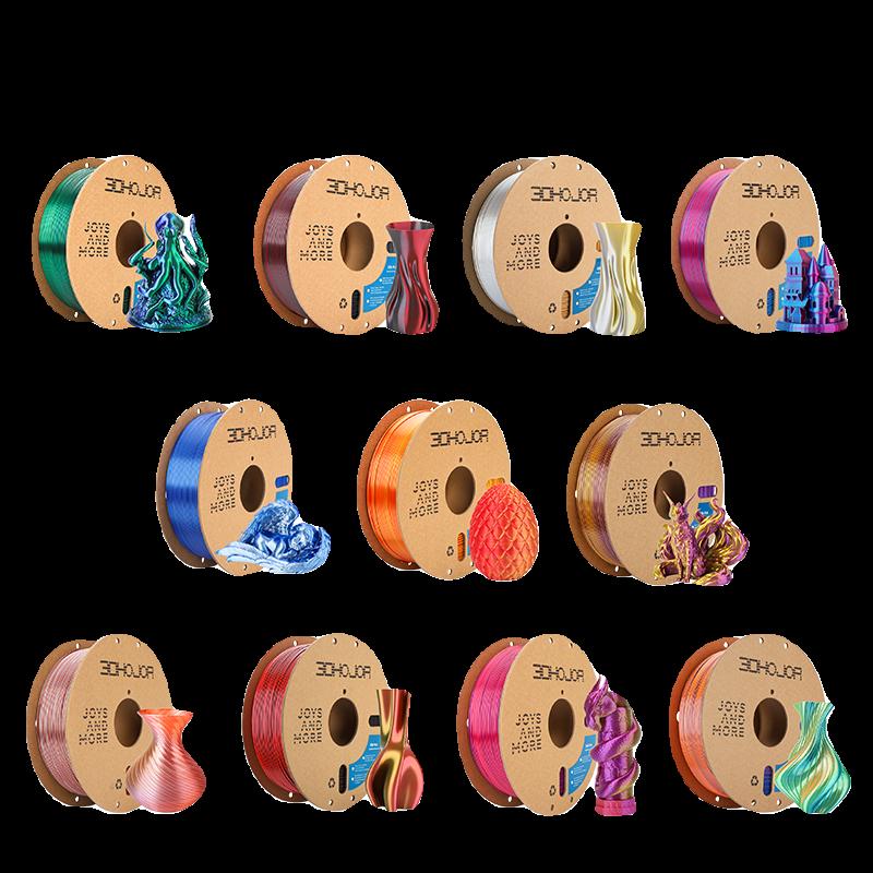 3DHojor PLA仿丝绸双色三色丝绸渐变H3D打印机耗材混色线条FDM耗