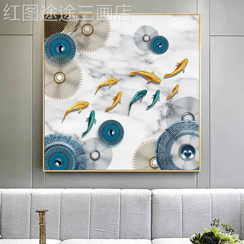 网红北欧厨厅装饰画代简约墙面饭现厅挂画房画餐鱼图玄关客厅单壁图片