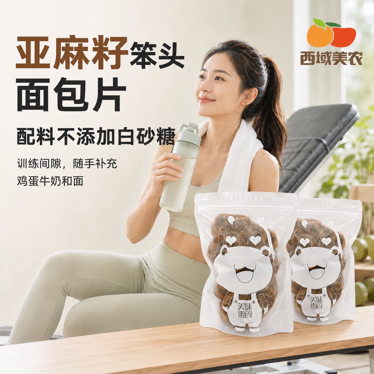 西域美农亚麻籽笨头面包280g图片