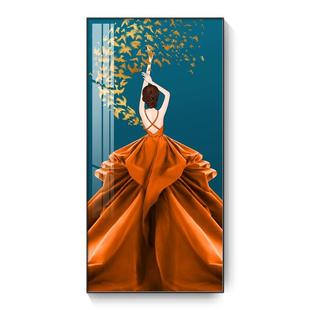 饰画现代简约过道画轻奢美女人物挂画走廊北欧壁画竖版 网红玄关装