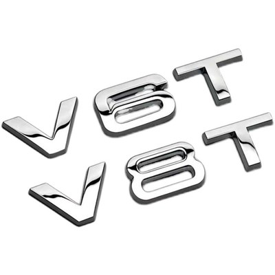 适用奥迪V6T V8T车标A4LA6LA8LQ5Q3Q7P装饰改装叶子板侧标车贴