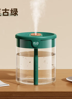 曜沣新款2L双喷加湿器ussb大容量家用卧室办公室小夜灯数显加湿器