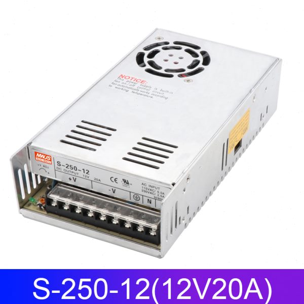 明伟250W开关电源S-250-24V10A 12V20A5V50A36V7A48V15V质保3年