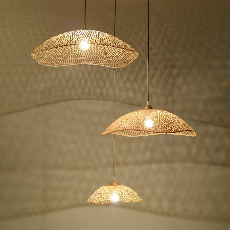 新中式茶室吊灯 竹灯禅意竹艺竹编灯 日式民宿卧室餐厅灯楼梯吊灯