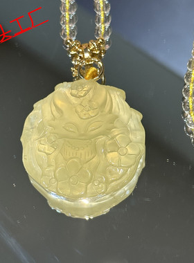 新品天然黄水晶九尾狐吊坠苏苏狐牌可爱梅花小萌狐项链搭配万能
