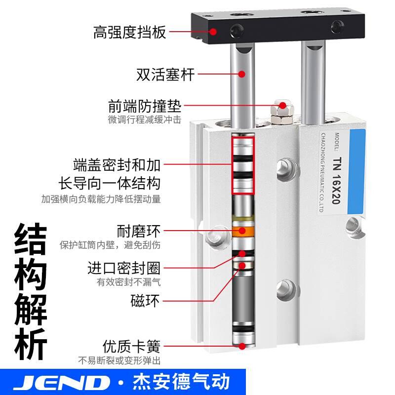 10双轴双杆TN16气缸20小型气动25x32-15X30X40X50X60X70X80X100-S 标准件/零部件/工业耗材 气缸 原图主图