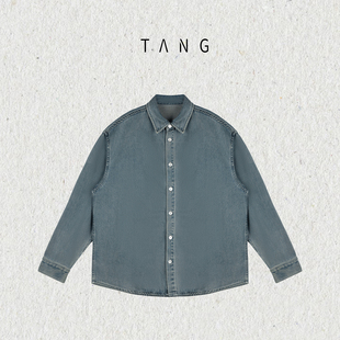 男牛仔休闲宽松衬衣上衣 新款 阿汤哥TANG纯棉水洗做旧牛仔衬衫 秋季