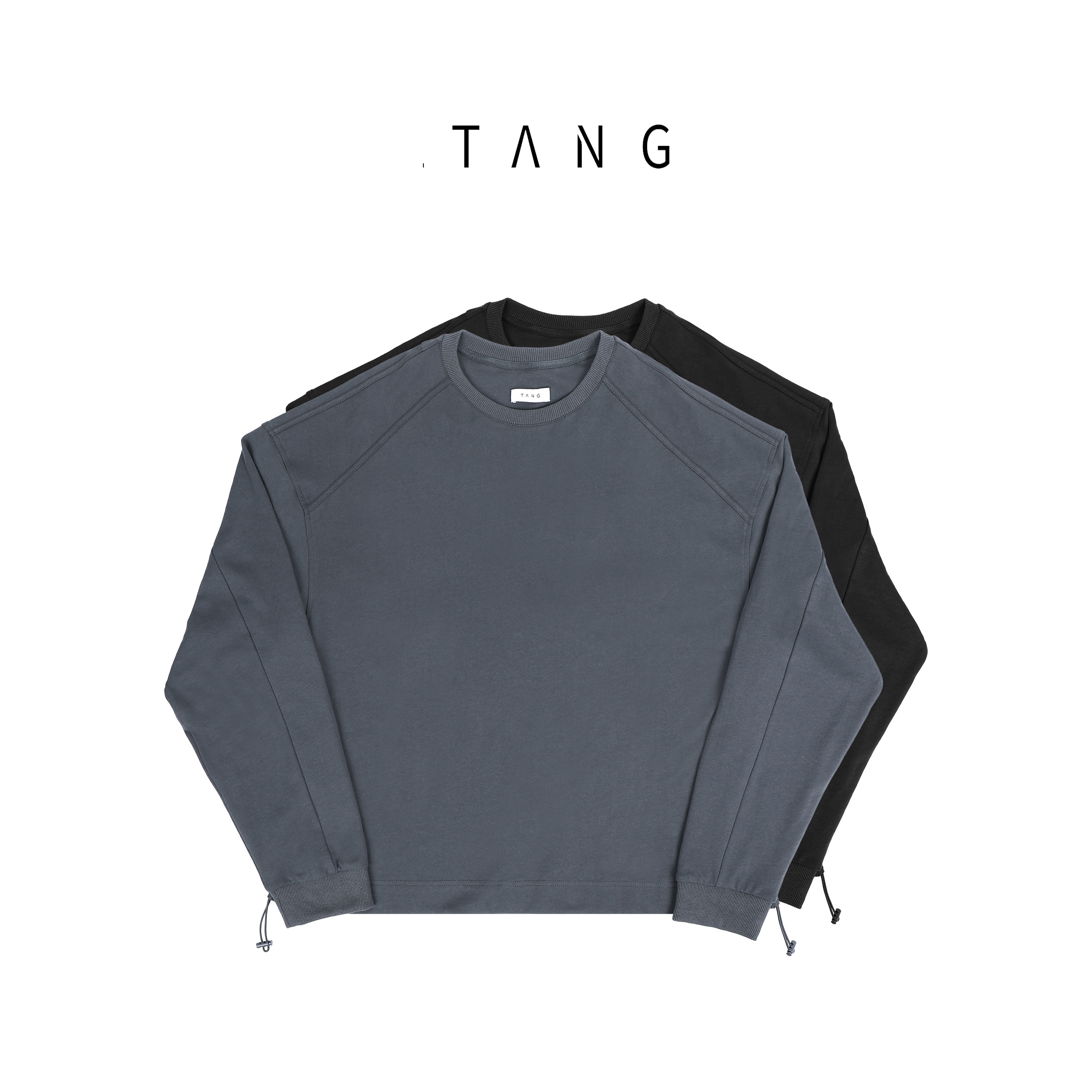 阿汤哥TANG[隐迹]纯棉抽绳长袖卫衣2026春季新款男休闲打底上衣