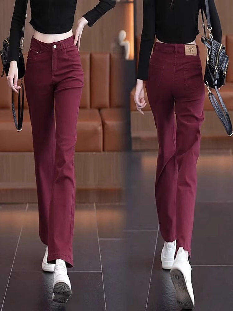White Straight Leg Jeans: High-Waisted 2025 Autumn Cut - Taobao product photo 3