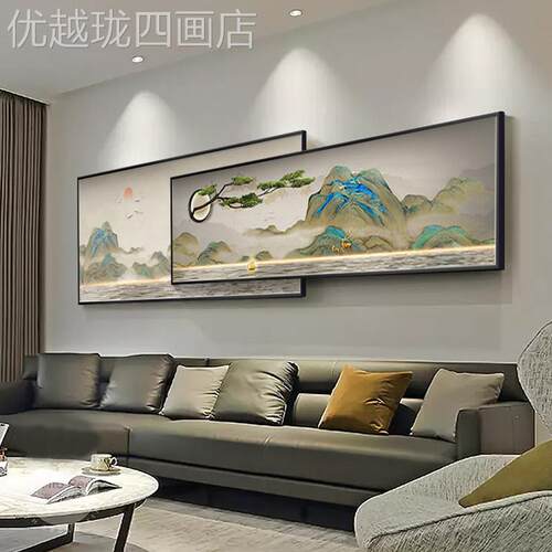 网红千里图江山画客厅装饰新壁中式山水画沙发背墙景挂画办公室大