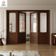 南京轻法式 阳台玻璃对开门烤漆胡桃木四扇木门对开门