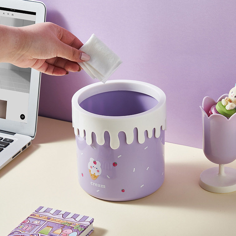 冰淇淋桌面垃圾桶家用客厅书房垃圾桶收纳无盖敞口大容量纸篓