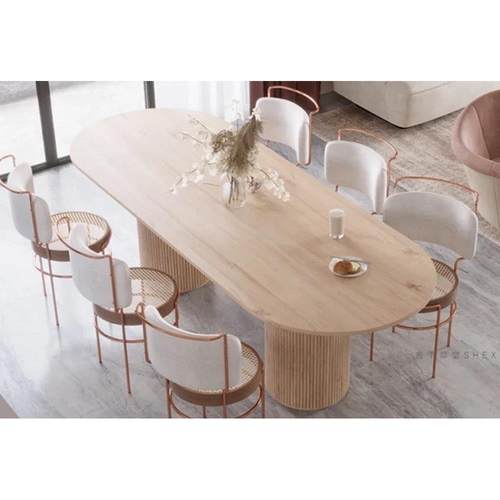 北欧纯实木个性餐桌椭圆形餐厅饭桌简约长条桌书桌现代原木工作台