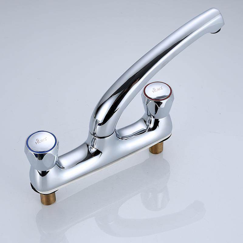 台上盆冷热二联铜龙头 双开手轮 不锈钢水槽双孔高弯菜盆龙头,家装主材,面盆龙头,淘宝优惠券,粉丝福利购,淘宝优惠卷