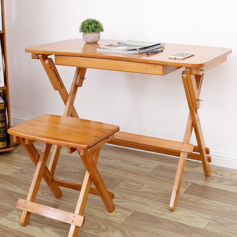 折叠桌书桌方桌可升降儿童学习桌椅套装实木小学生作业台写字桌子