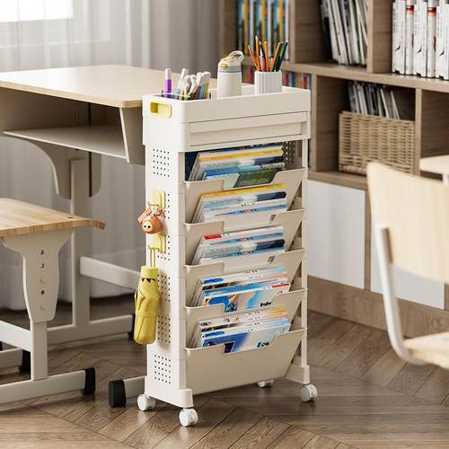 可移动书架落地带轮卧室桌面课本收纳架书房大容量多层书本置物架