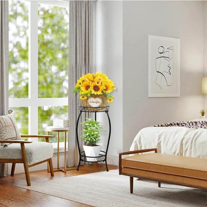 2 层金属植物架室内户外可拆卸花盆架圆形花盆展示架重型盆栽架