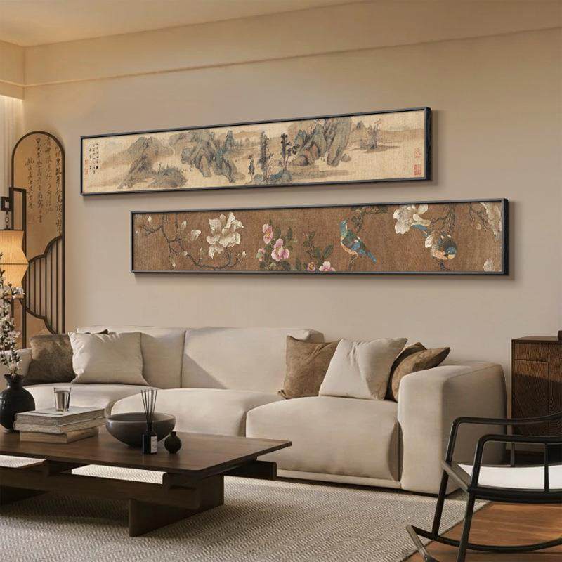 宋代美学客厅挂画中式沙发背景墙装饰画复古花鸟卧室茶室长条壁画,家居饰品,现代装饰画,淘宝优惠券,粉丝福利购,淘宝优惠卷