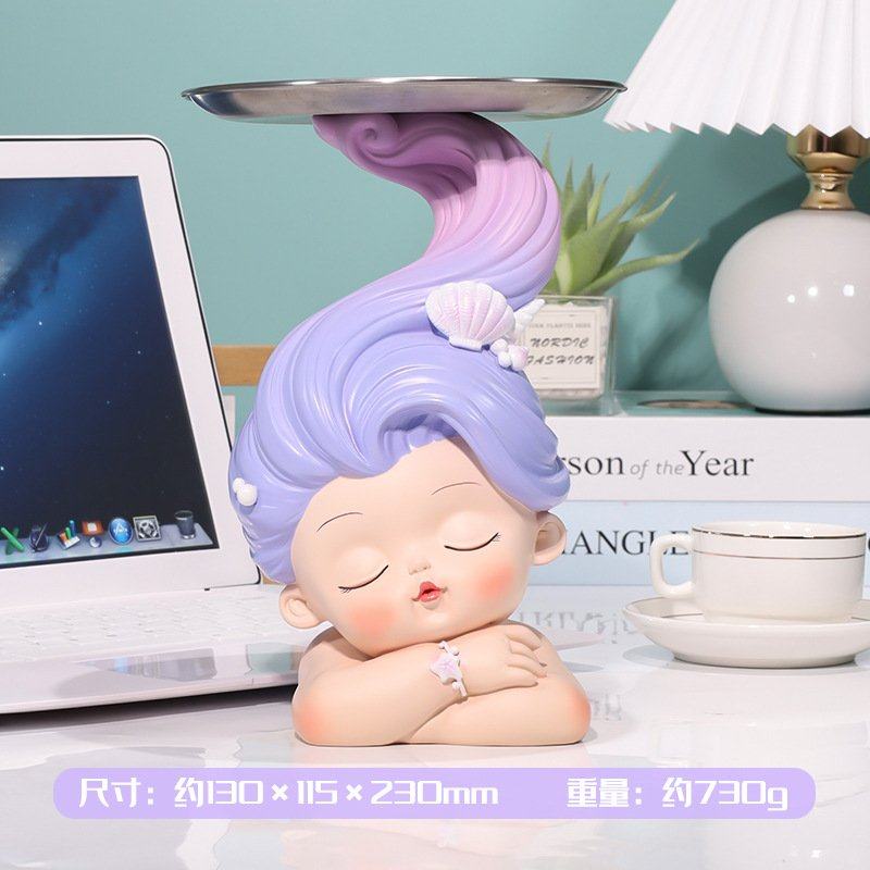 钥匙收纳托盘摆件海之子轻奢浪漫树脂工艺品出入户玄关家居装饰品,家居饰品,桌面摆件,淘宝优惠券,粉丝福利购,淘宝优惠卷